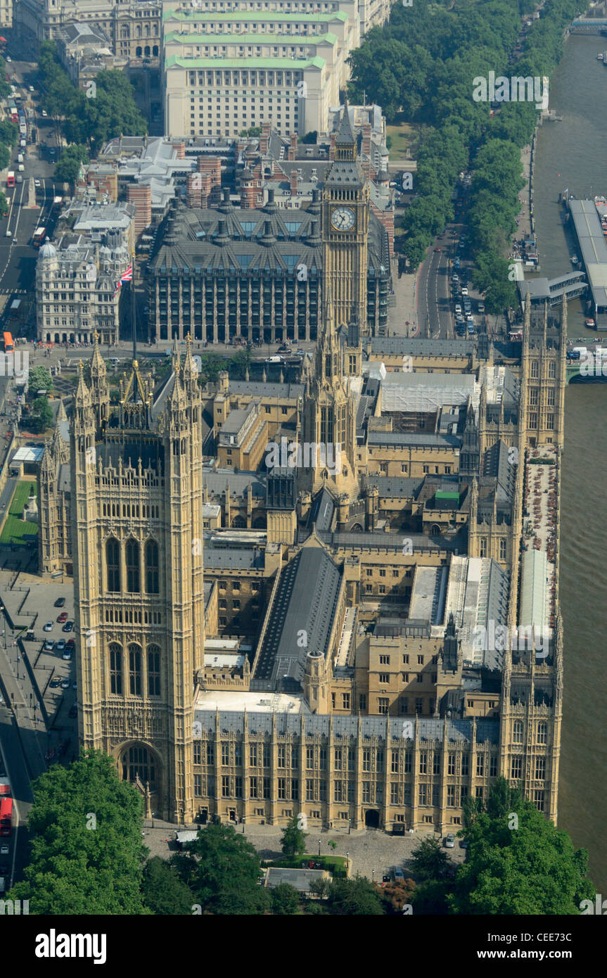 Luftaufnahme des britischen Parlaments mit House Of Lords, Palast von Westminster und Big Ben Tower, London city Stockfoto
