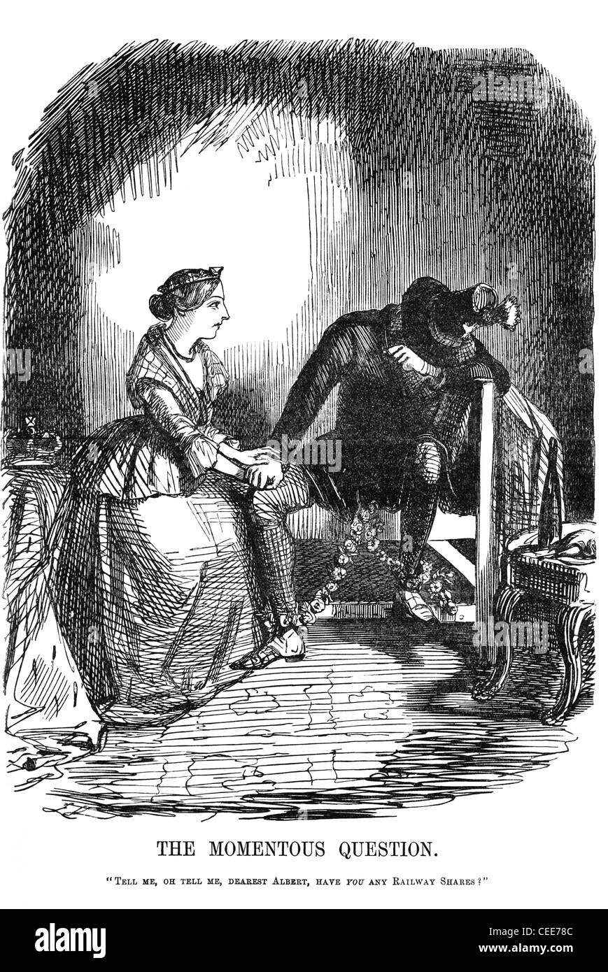 Punch-Karikatur 1845: "Die bedeutsame Frage." Stockfoto