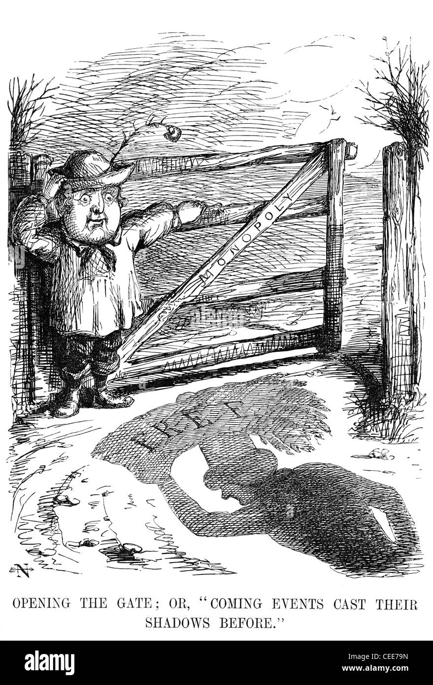 Punch-Karikatur 1845: "Das Tor zu öffnen." Stockfoto