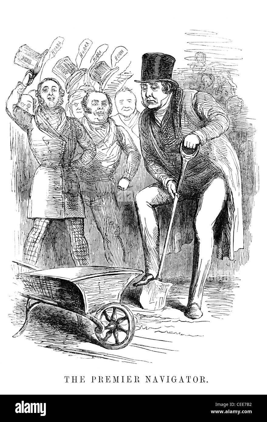 Punch-Karikatur 1845: "Premier-Navigator." Stockfoto