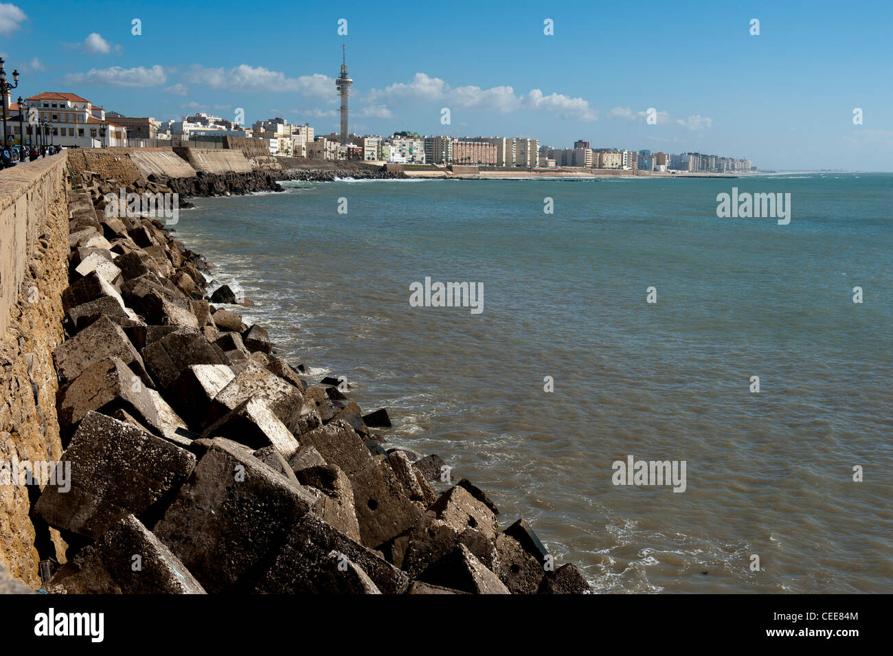 Blick auf die Küste in Cadiz, Andalusien, Spanien Stockfoto