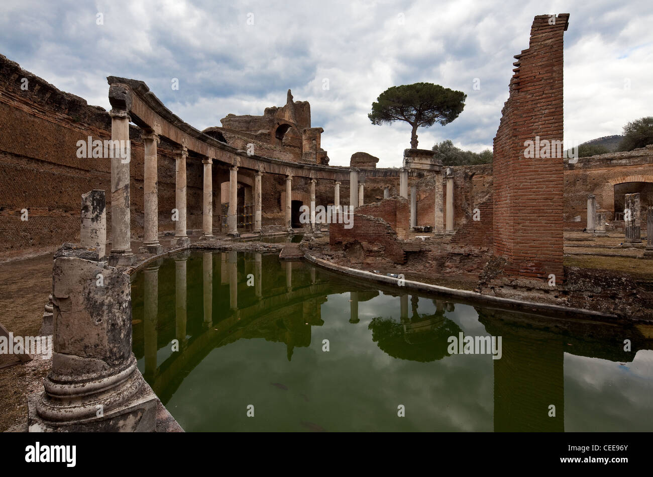 Tivoli, Hadriansvilla, Villa Adriana, 118 Bis 134 n. Chr., Teatro Marittimo Stockfoto