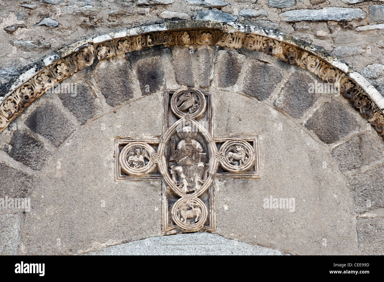 Arles-Sur-Tech (Arles de Tec), Abtei Sainte-Marie, Ostfassade Stockfoto