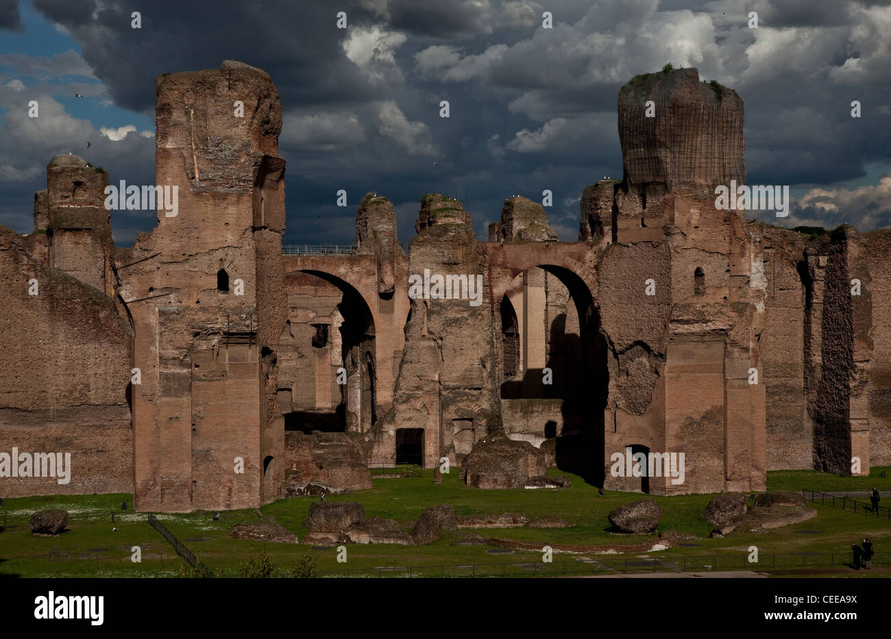 Rom, Caracalla-Thermen, Thermae Antoninianae, Zentraler Teil von Südwesten Stockfoto