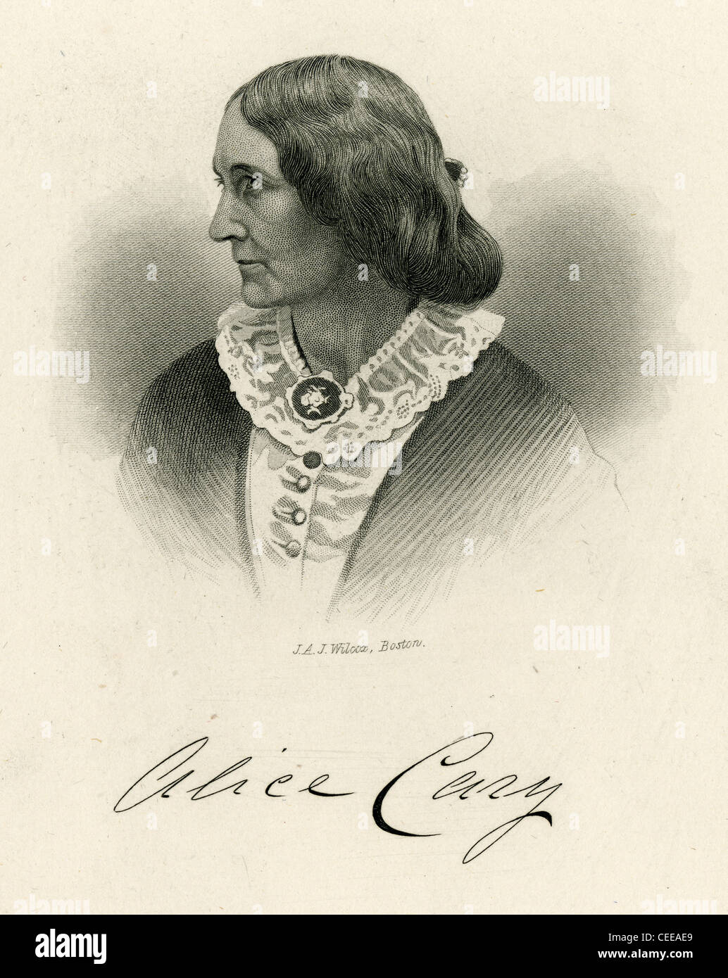 Alice Cary (26. April 1820 – 12. Februar 1871) war ein amerikanischer Dichter und die Schwester von befreundeten Dichter Phoebe Cary (1824 – 1871). Stockfoto