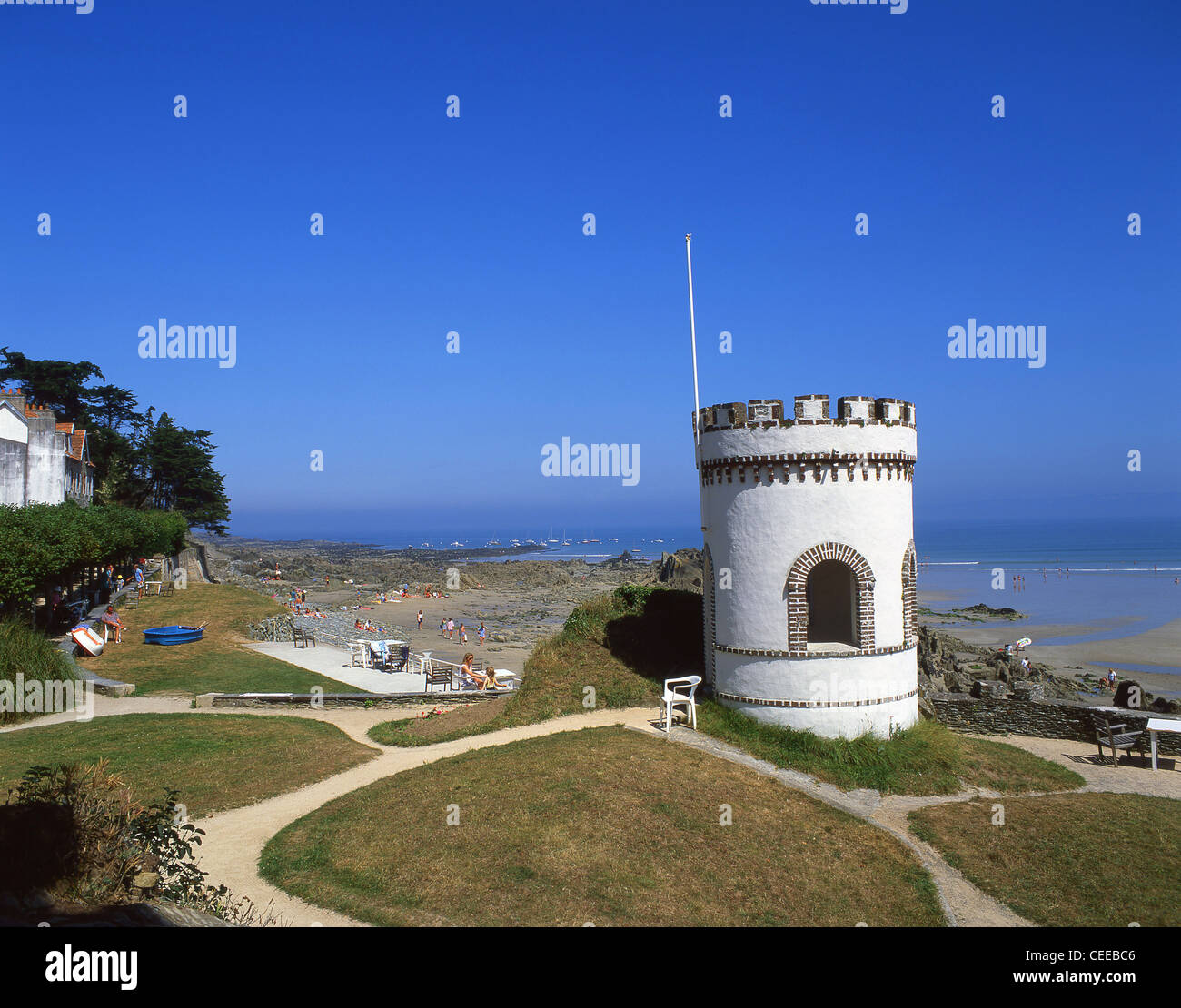 Strandblick, Locquirec, Finistère, Bretagne, Frankreich Stockfoto