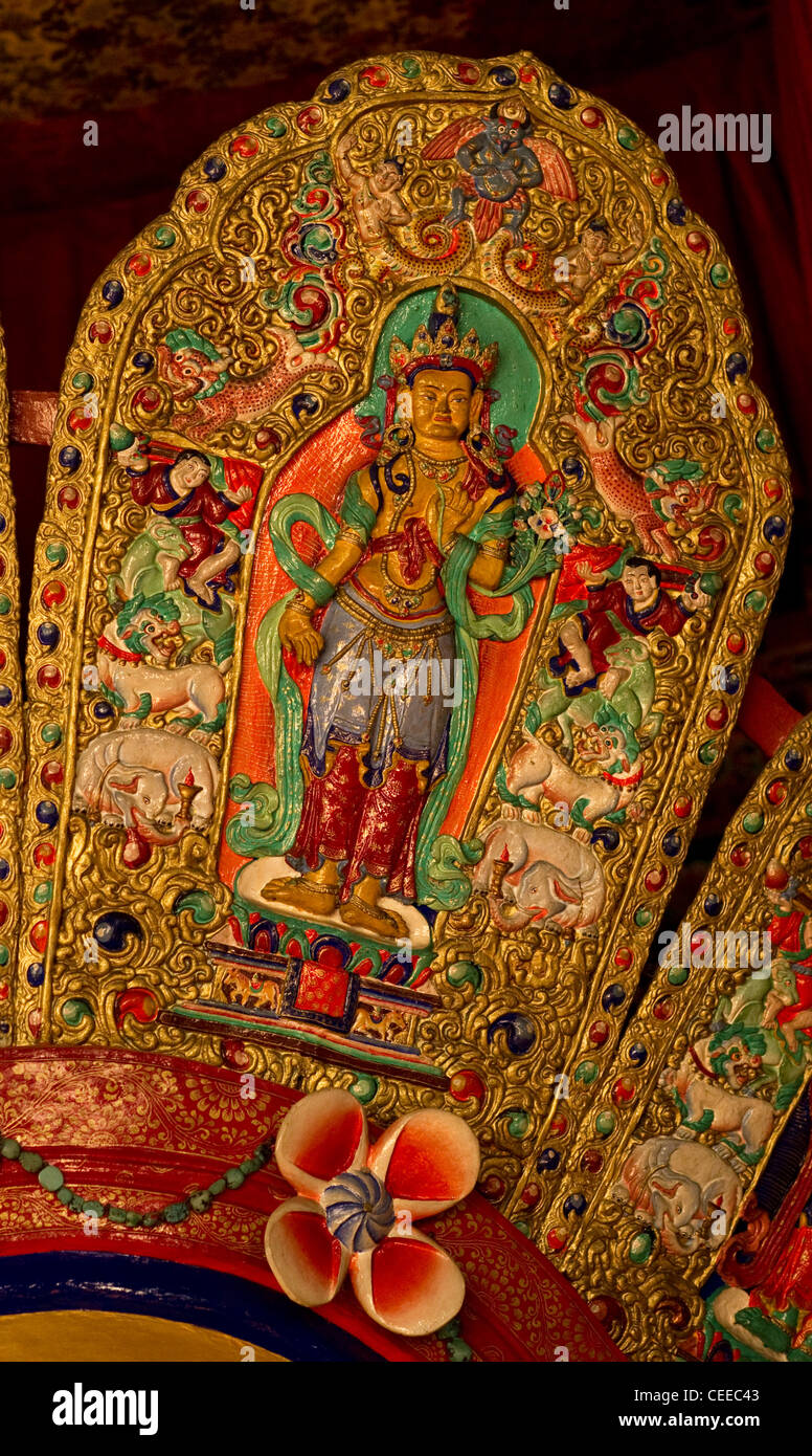 Buddha-Statue in Thikse Gompa Kloster Stockfoto