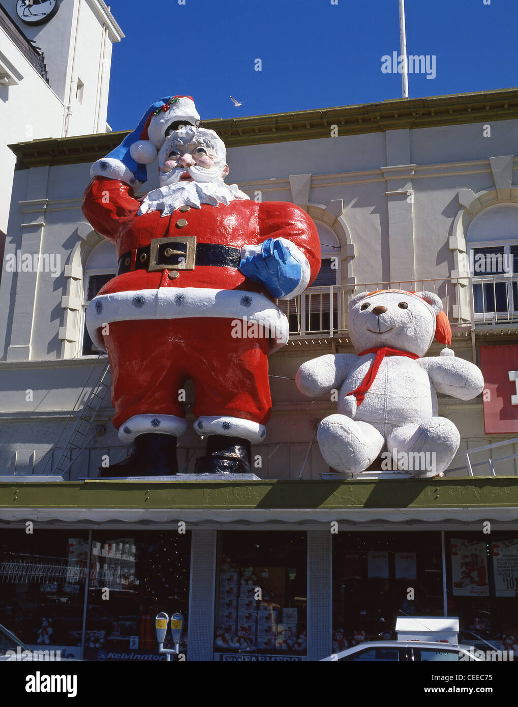Der Bauer Kaufhaus Weihnachtsmann, Victoria Square, Christchurch, Canterbury Region, Neuseeland Stockfoto