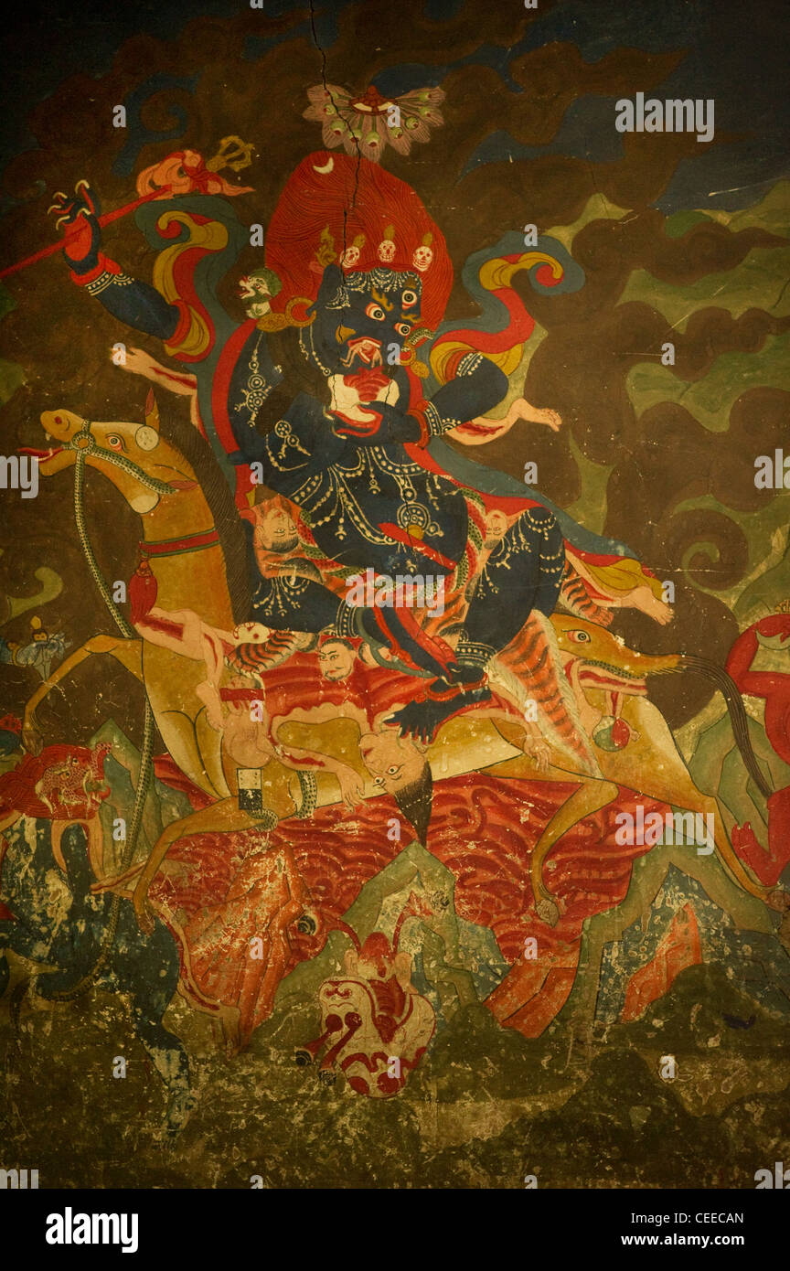 Ladakh Kloster Wandgemälde Wandkunst Stockfoto