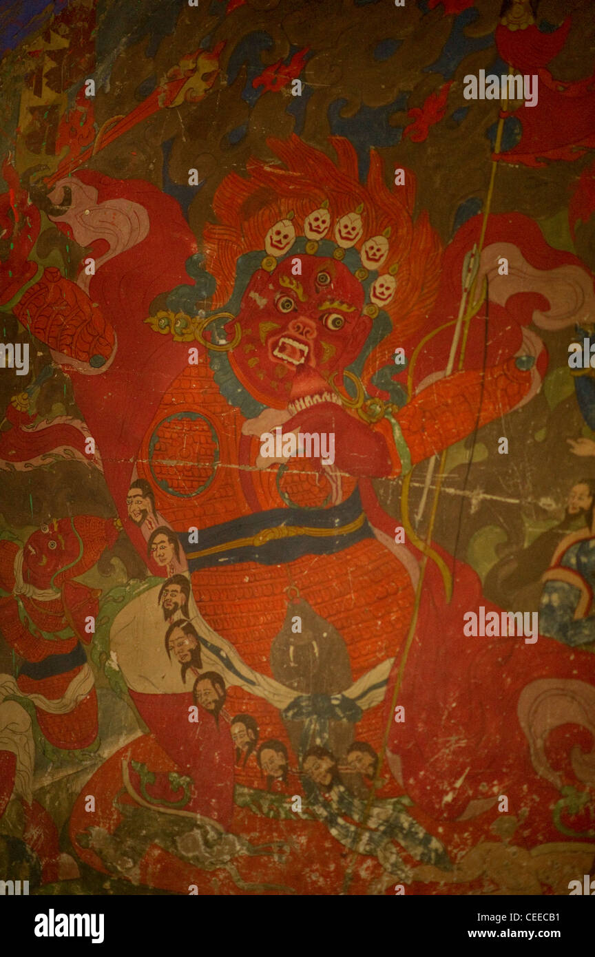 Ladakh Kloster Wandgemälde Wandkunst Stockfoto