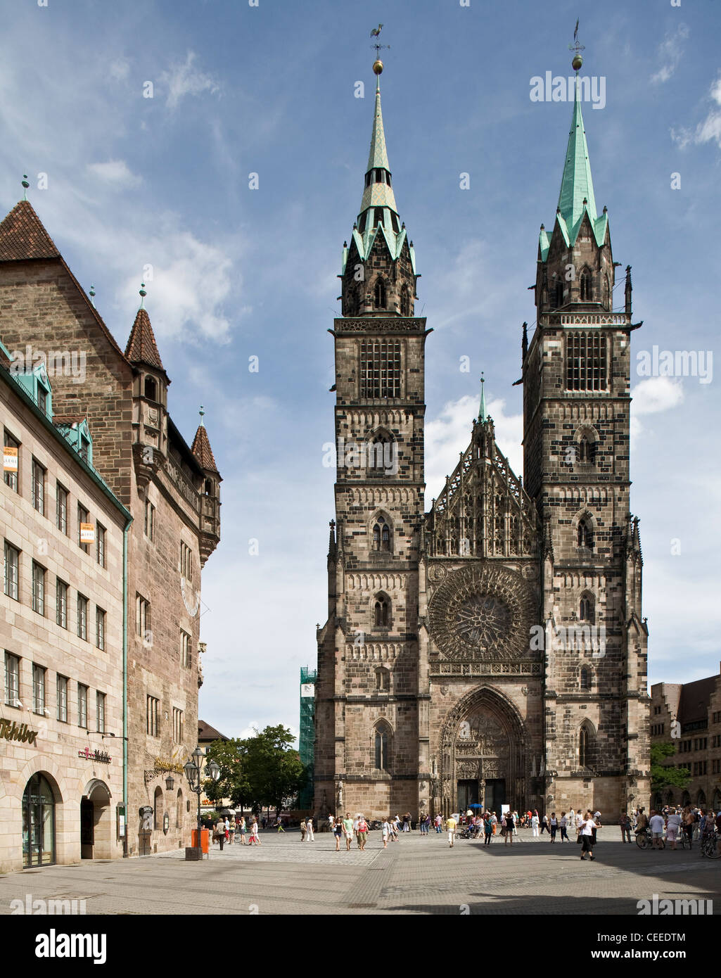 Nürnberg, St. Lorenz, Lorenzkirche, Westfassade Stockfoto