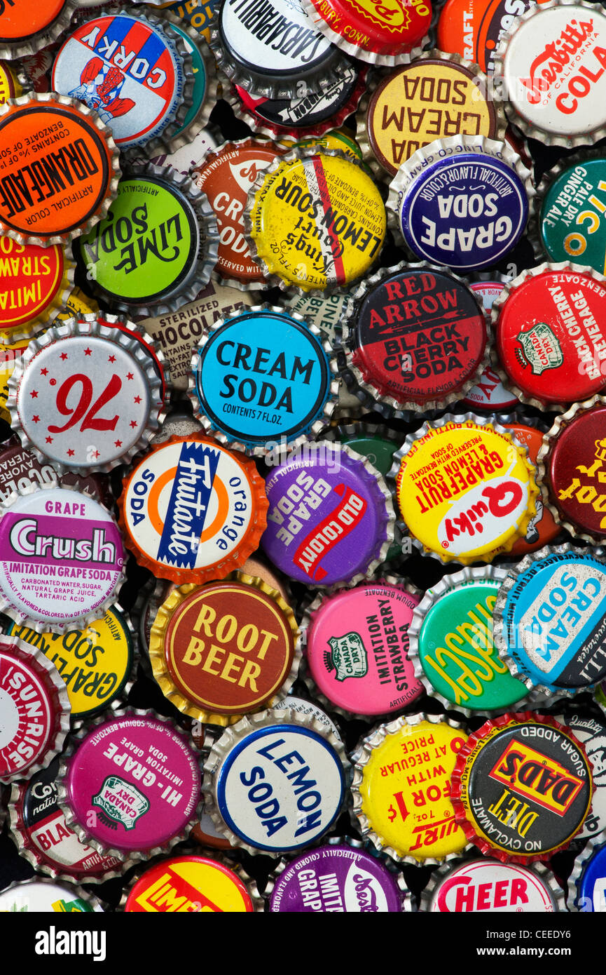 Retro-amerikanische Soda Kronkorken Stockfoto