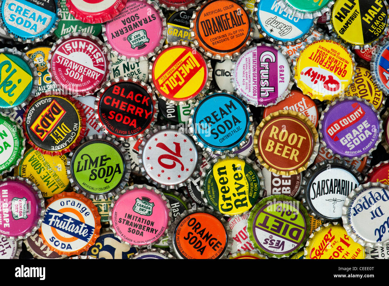 Retro-amerikanische Soda Kronkorken Stockfoto