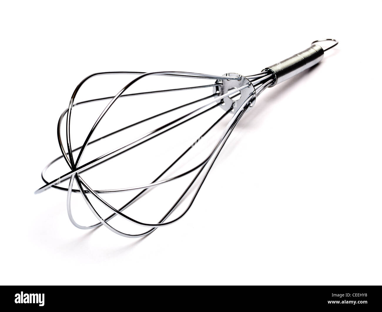 Schneebesen auf weißem Hintergrund Stockfoto