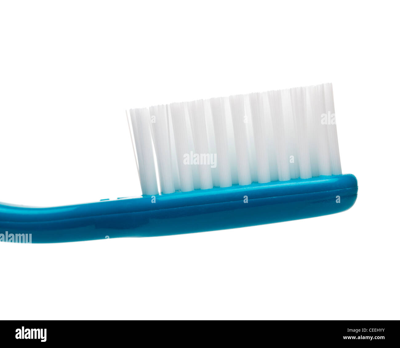 Zahnbürste auf weißem Hintergrund - Makro Stockfoto