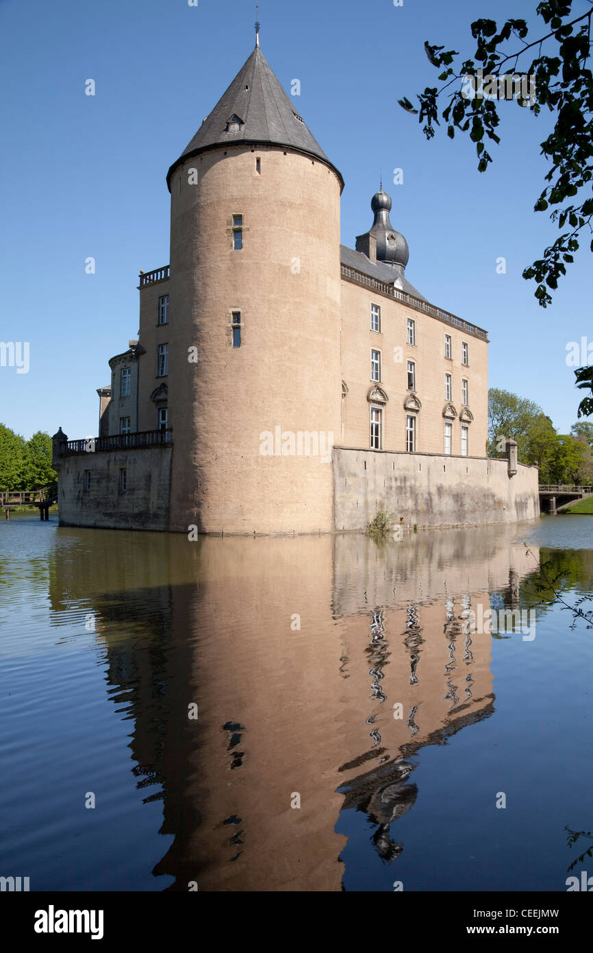 Grabenlöffel Burg Gemen, Borken, Münsterland, Nordrhein-Westfalen, Deutschland, Europa Stockfoto