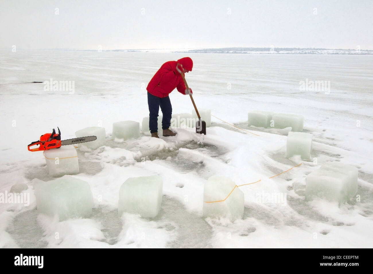 Subglazialen Tauchen im Schwarzen Meer, Odessa, Ukraine, Osteuropa Stockfoto