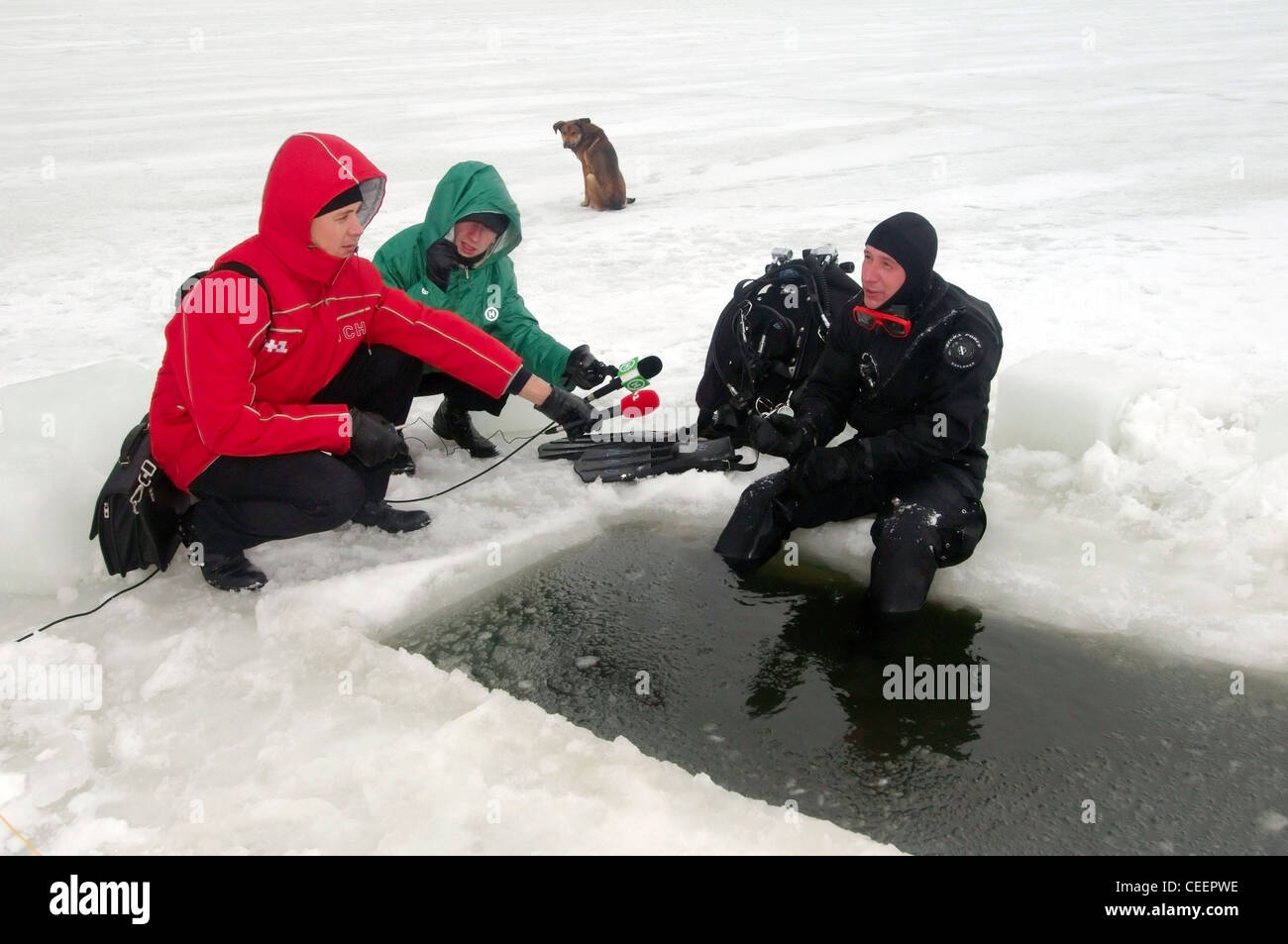Subglazialen Tauchen im Schwarzen Meer, Odessa, Ukraine, Osteuropa Stockfoto