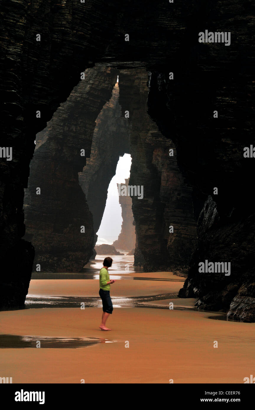 Spanien, Galicien: Strand der Kathedralen mit Ebbe Stockfoto