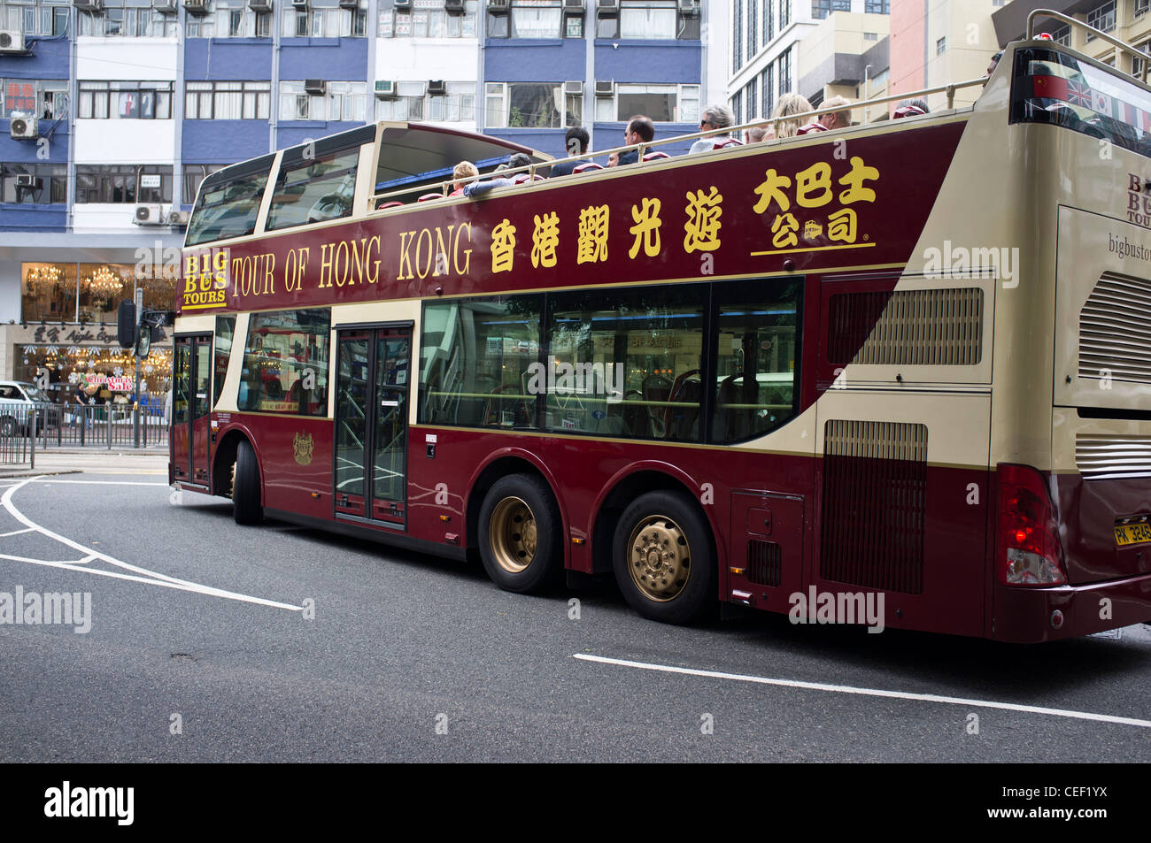 dh Big Bus Tours HK CAUSEWAY BAY HONG KONG Tour Opentop Tourist doubledecker china Touristen Sightseeing Ausflug Stockfoto