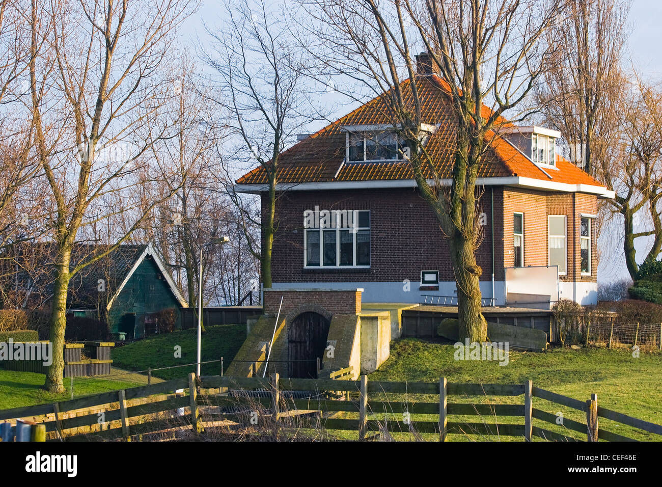 Pumpstation, niederländischen Polder vor Überschwemmungen zu vermeiden Stockfoto