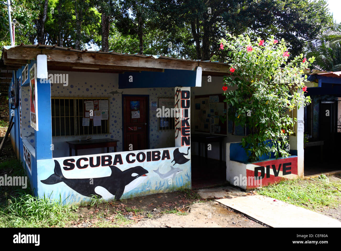 Tauch-Shop bietet Touren auf Coiba Insel Santa Catalina, Provinz Veraguas, Panama Stockfoto