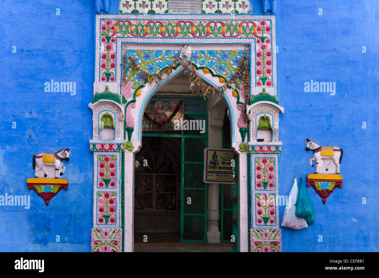 Blau gemalte Haus, vielbereiste, Rajasthan, Indien Stockfoto