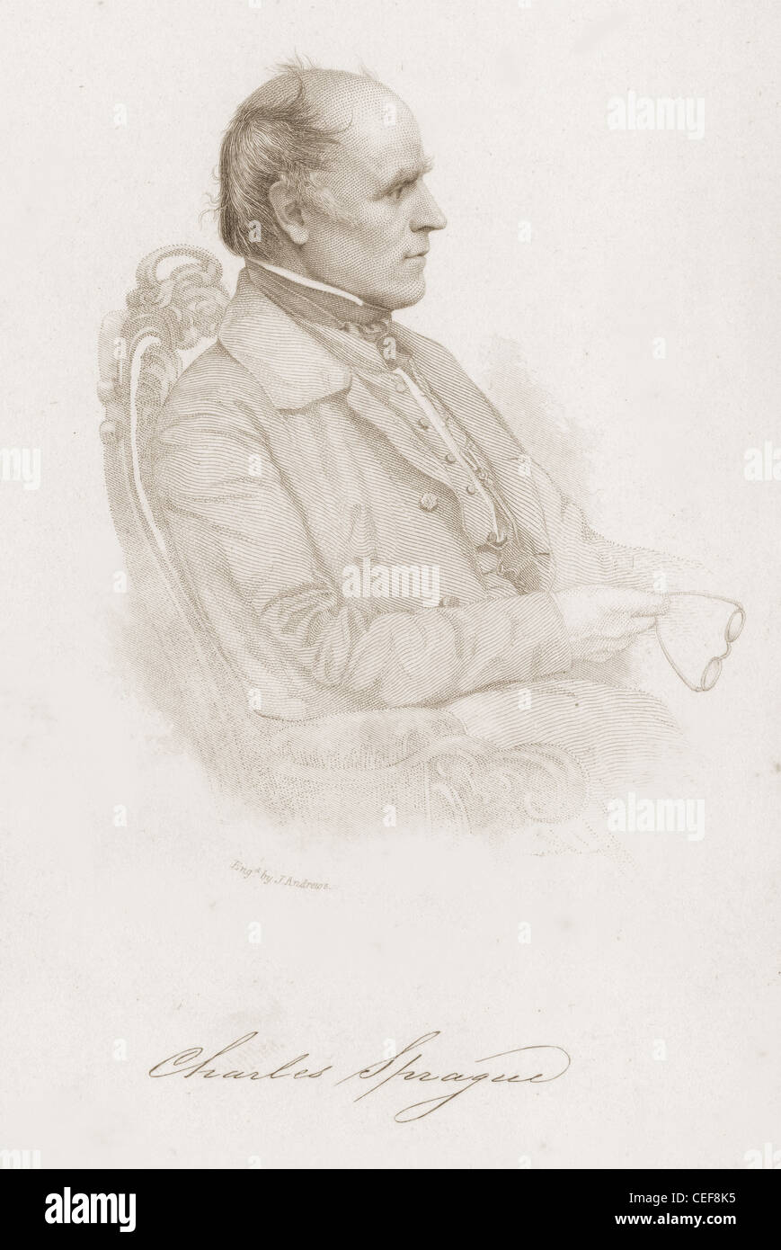 1851-Gravur von Charles Sprague. Stockfoto