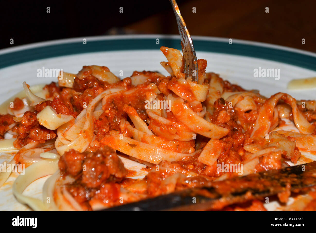 Fettuccine bolognese einfach Abendessen Mittagessen Stockfoto