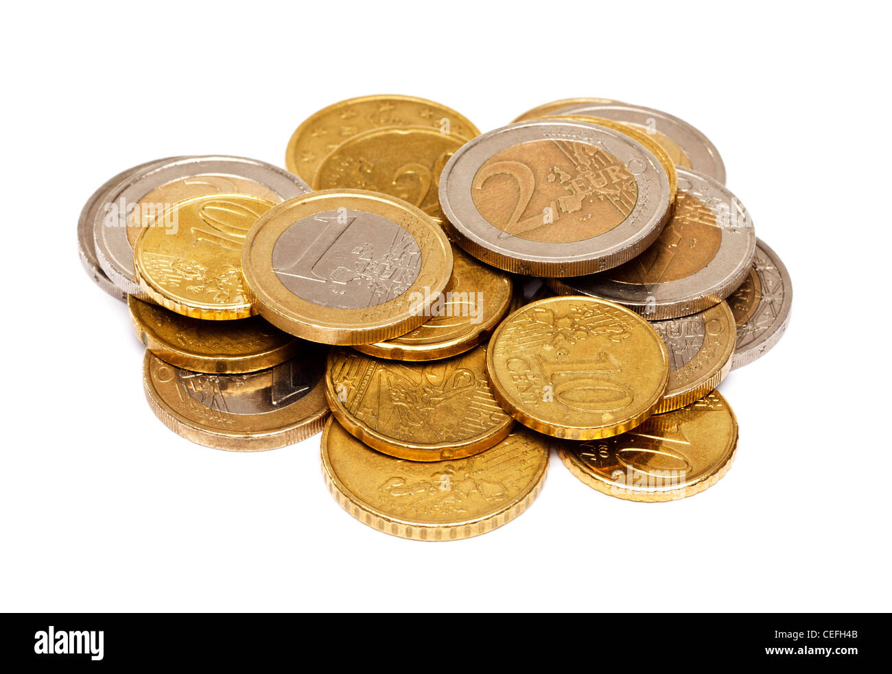 Haufen von Euro-Münzen Stockfoto