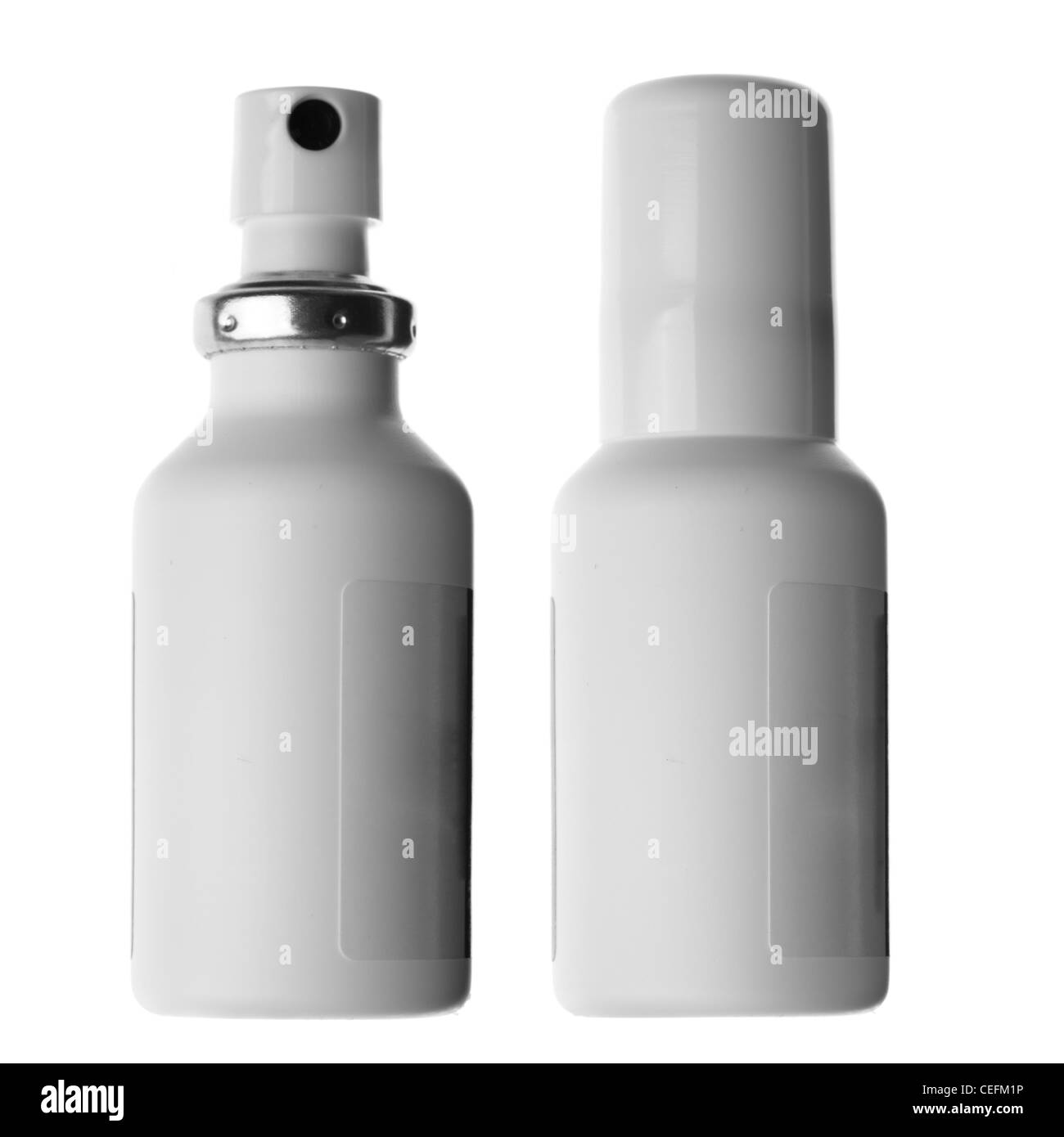 Spraydosen mit Medikament isoliert auf weißem Hintergrund Stockfoto