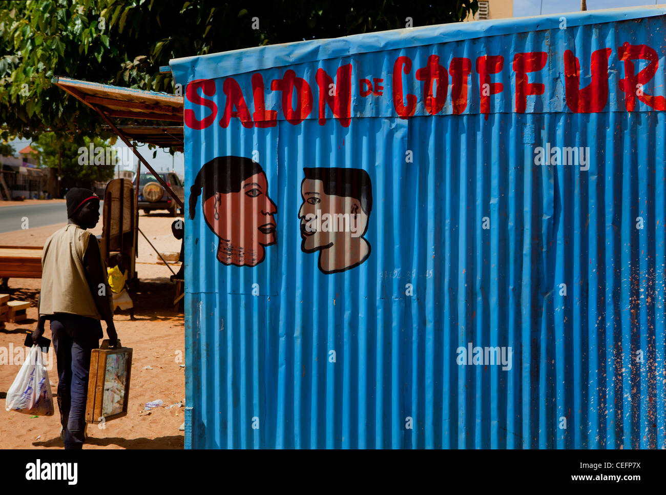 Barbers unterzeichnen Saly, Senegal Stockfoto