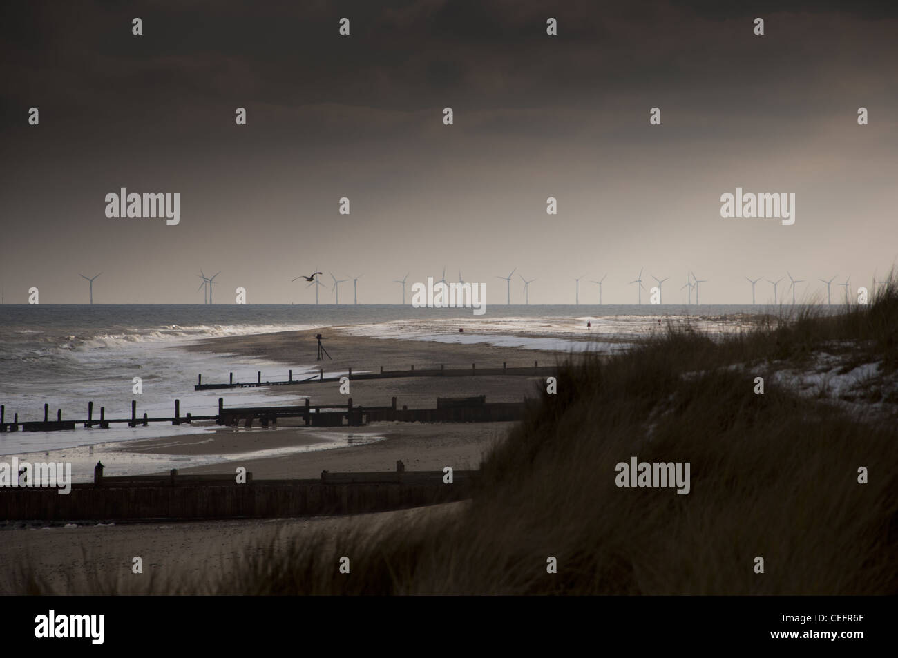 Winterton Strand winter Stockfoto