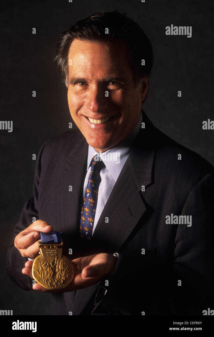 Mitt Romney, CEO und Präsident von Salt Lake City Olympische Komitee im Jahr 2001 auf dem USOC Olympischen Gipfel. Stockfoto