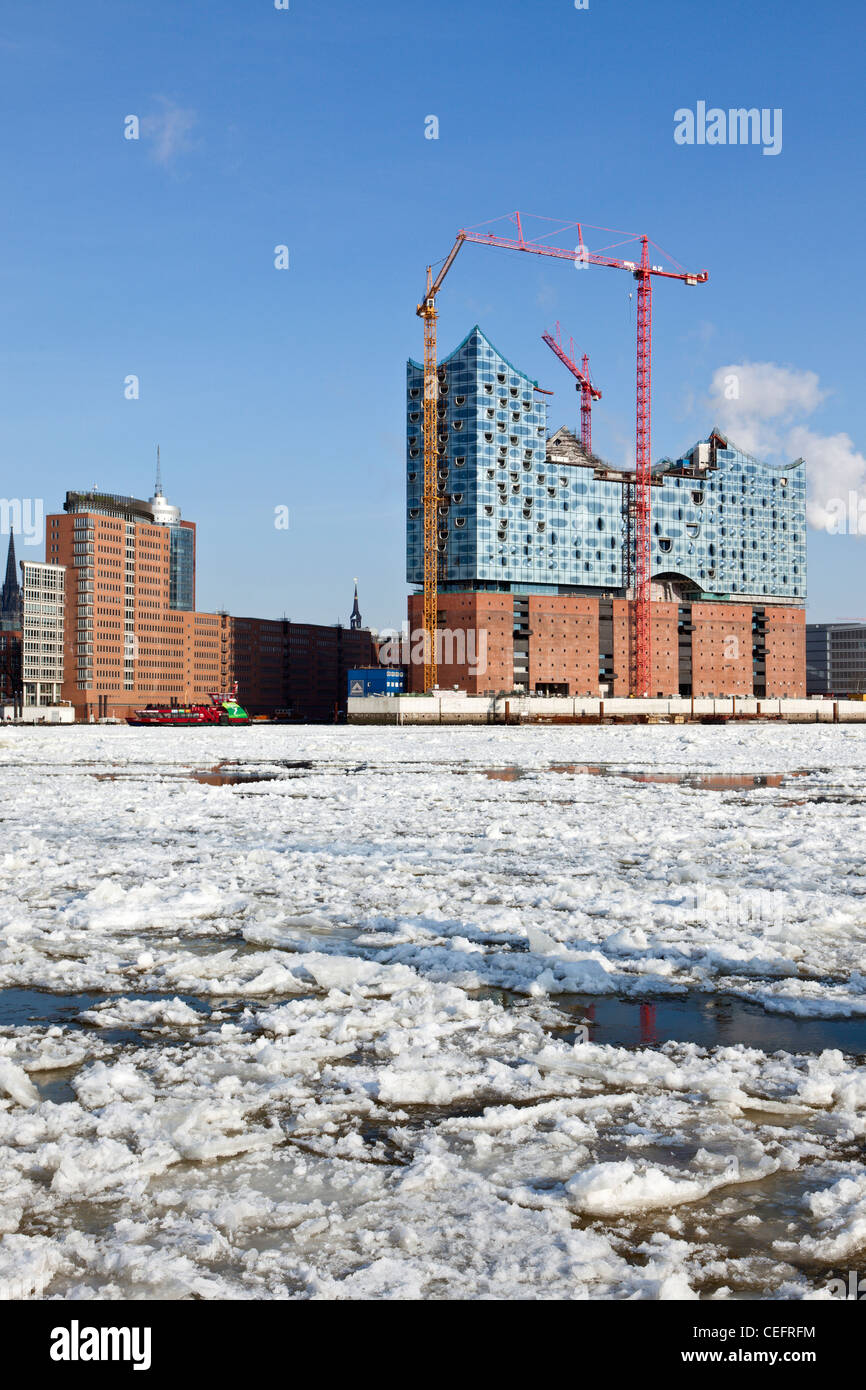 Baustelle der Elbphilharmonie in Hamburg HafenCity Stockfoto