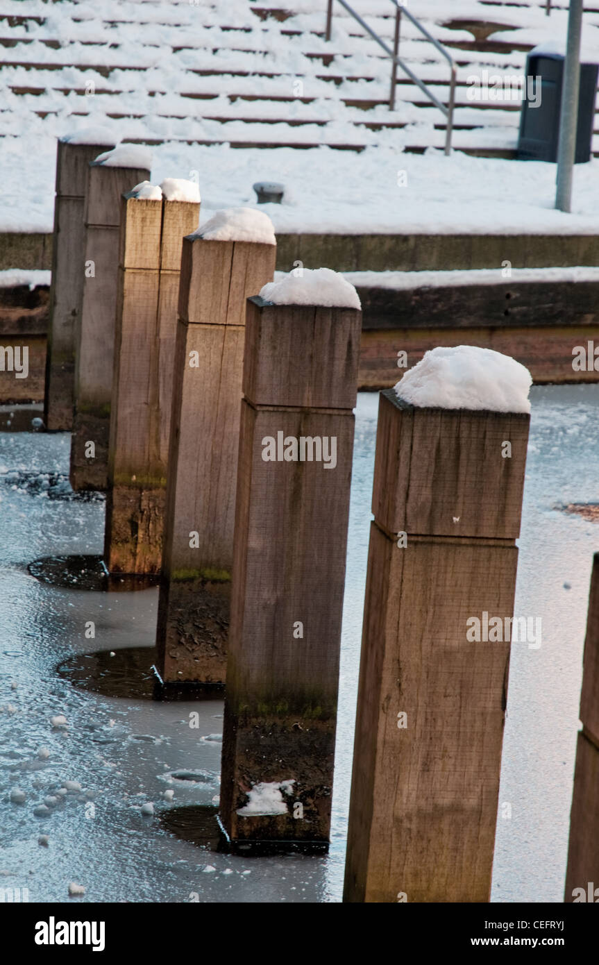 The Big Freeze - Holzpfosten Stockfoto