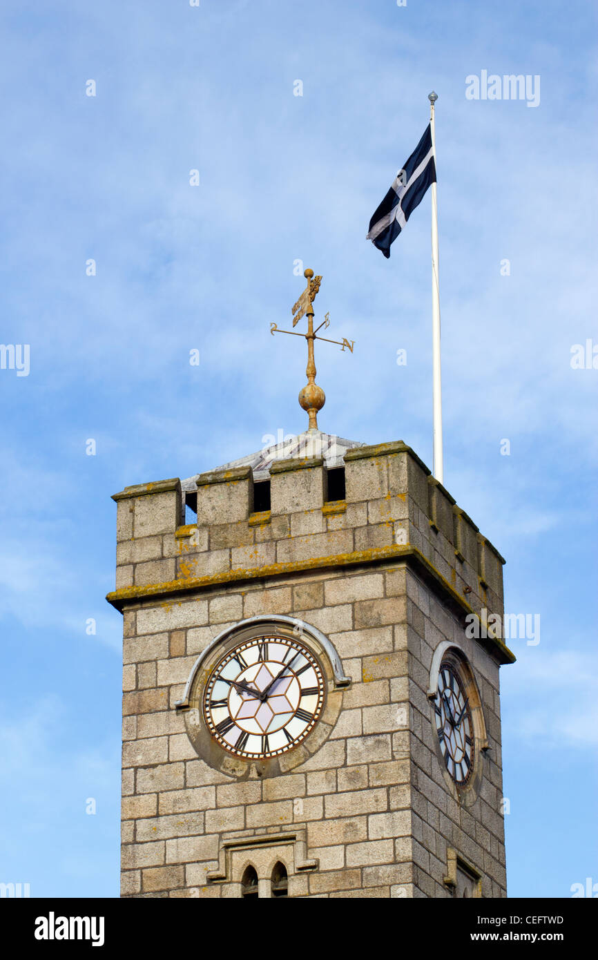 Redruth Stadt Uhr gebaut im Jahre 1828, Cornwall UK. Stockfoto