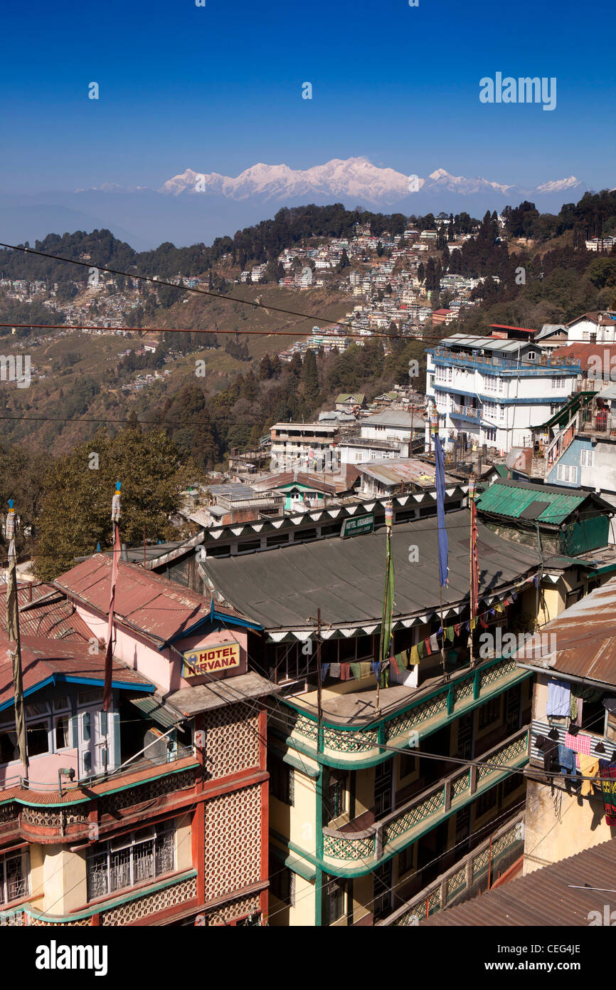 Indien, Westbengalen, Gipfel des Kangchendzönga, über Darjeeling Stadtzentrum Stockfoto