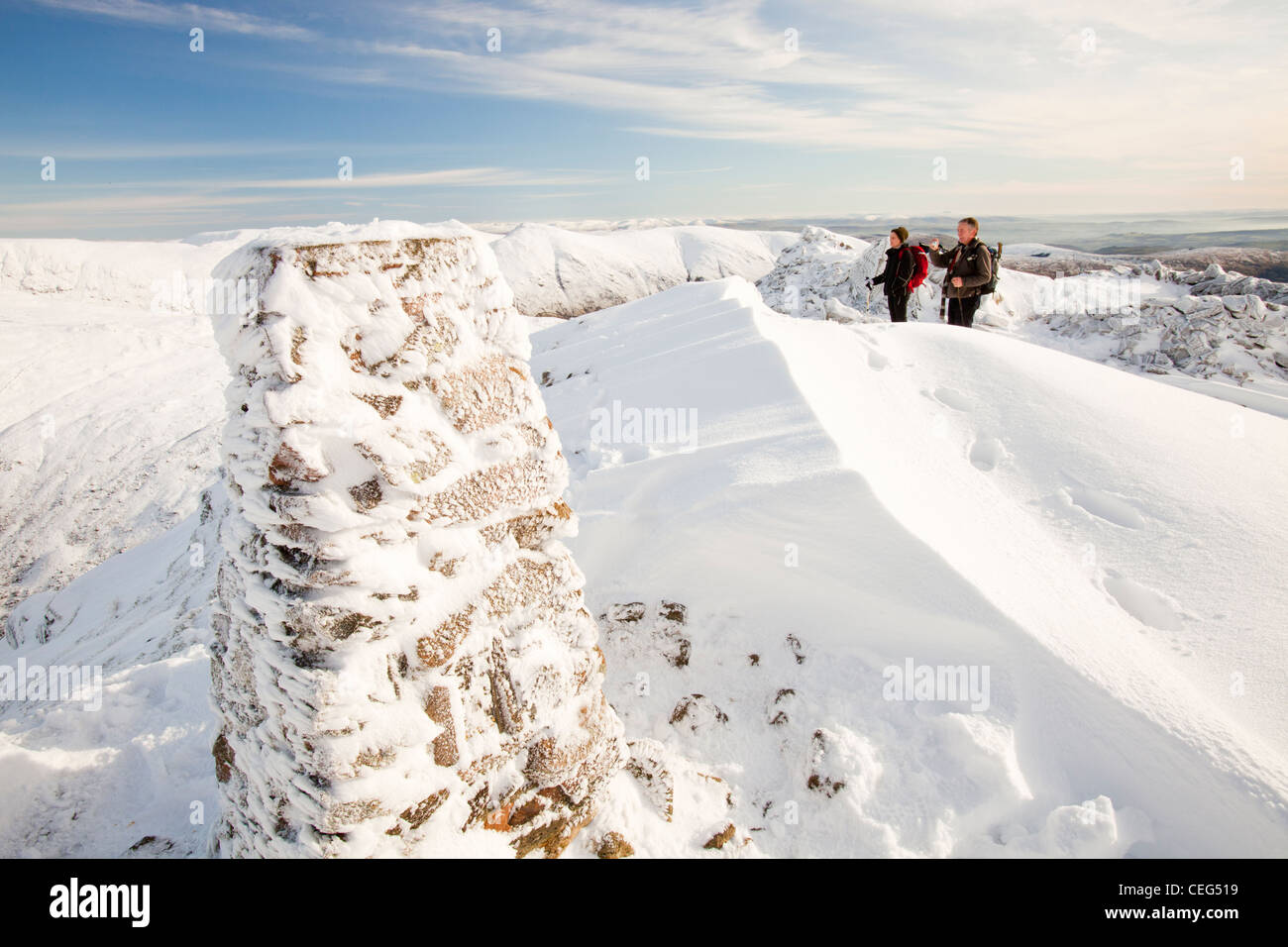 Der Gipfel des roten Geröllhalden im Lake District, UK. Stockfoto