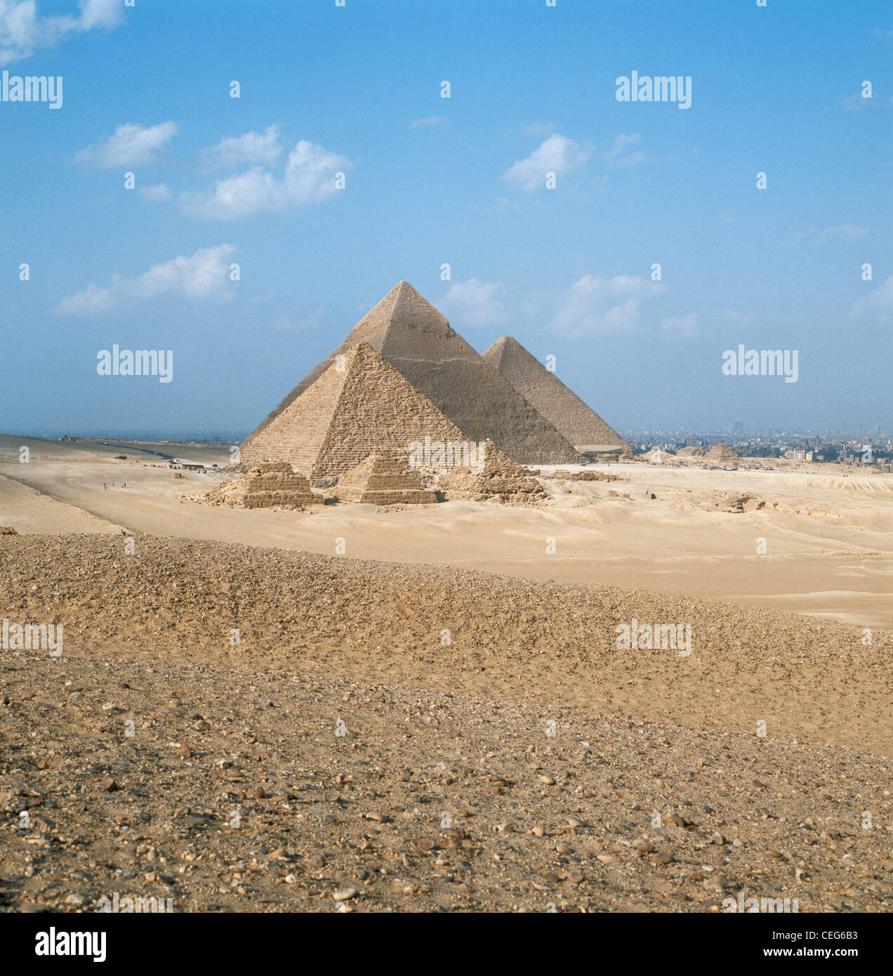 Die Pyramiden Gizeh-Plateau Cairo-Ägypten-Nordafrika Stockfoto