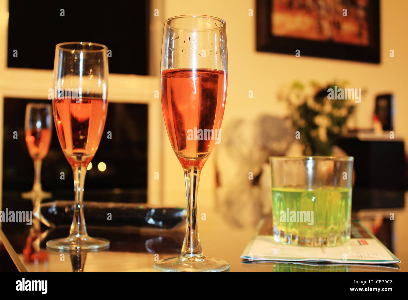 Champagner und margarita Stockfoto