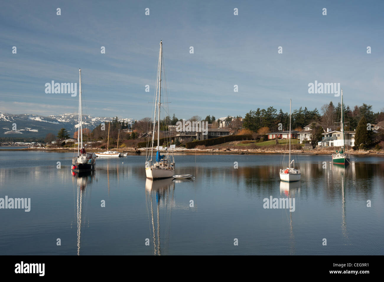Comox harbour Yacht-Liegeplätze und Schwimmer Flugzeug Liegeplatz, Vancouver Island in British Columbia Kanada.  SCO 7979 Stockfoto