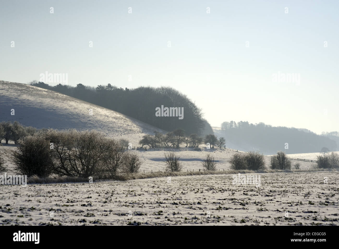 Winter in der Lincolnshire Wolds Stockfoto