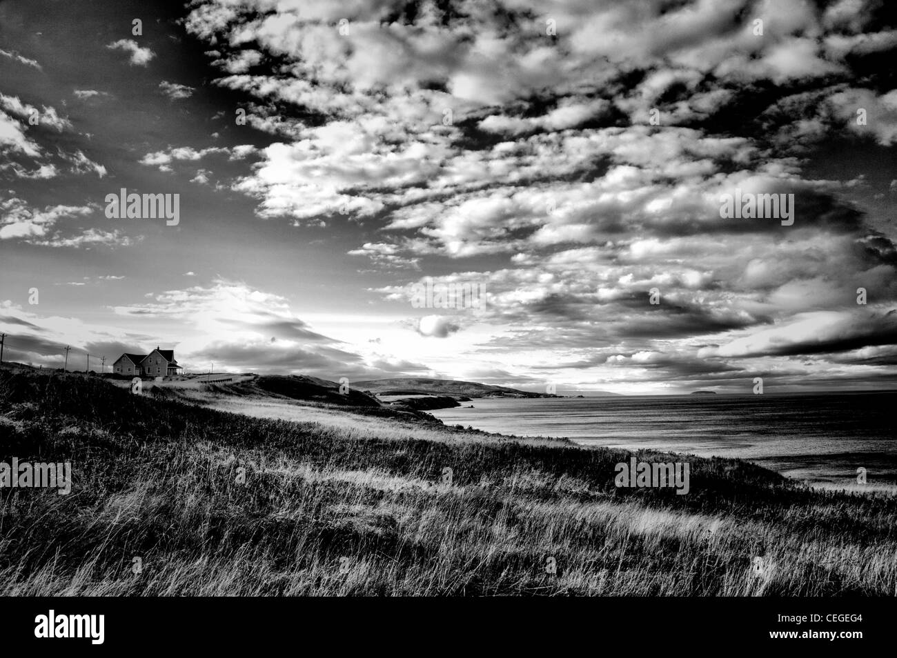 Ein Haus an der Küste von Cape Breton, Nova Scotia. Stockfoto