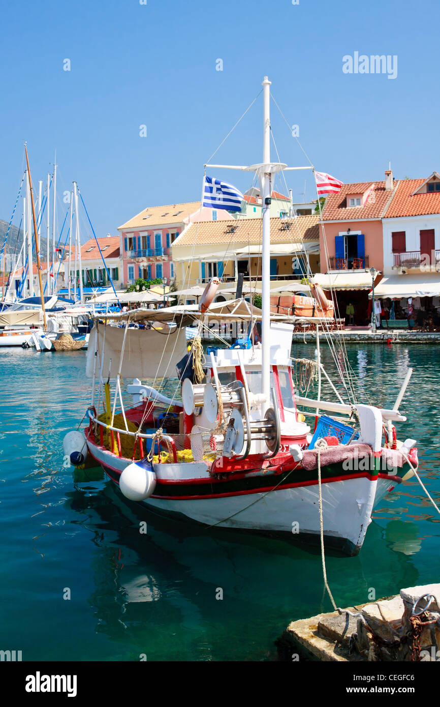 Griechischen Hafen Inseldorf, Fiscardo, Kefalonia, Griechenland Stockfoto