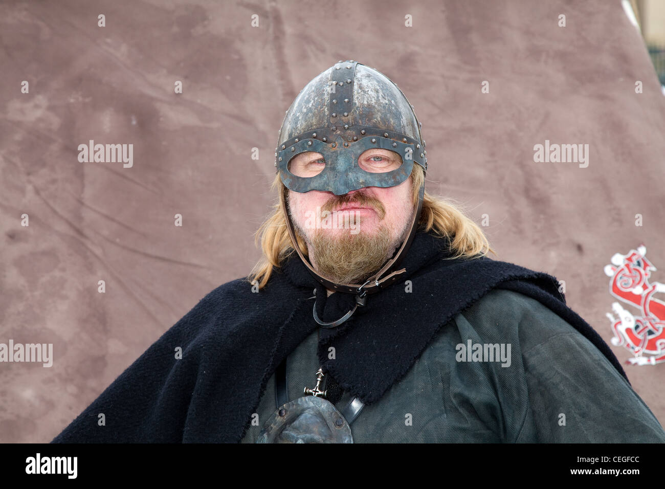 Isländer "Gunnar" (HERR) an JORVIK Viking Festival, das ist ein etabliertes Skandinavier Heritage Festival in New York, feiert Viking Erbe, Yorkshire. Stockfoto