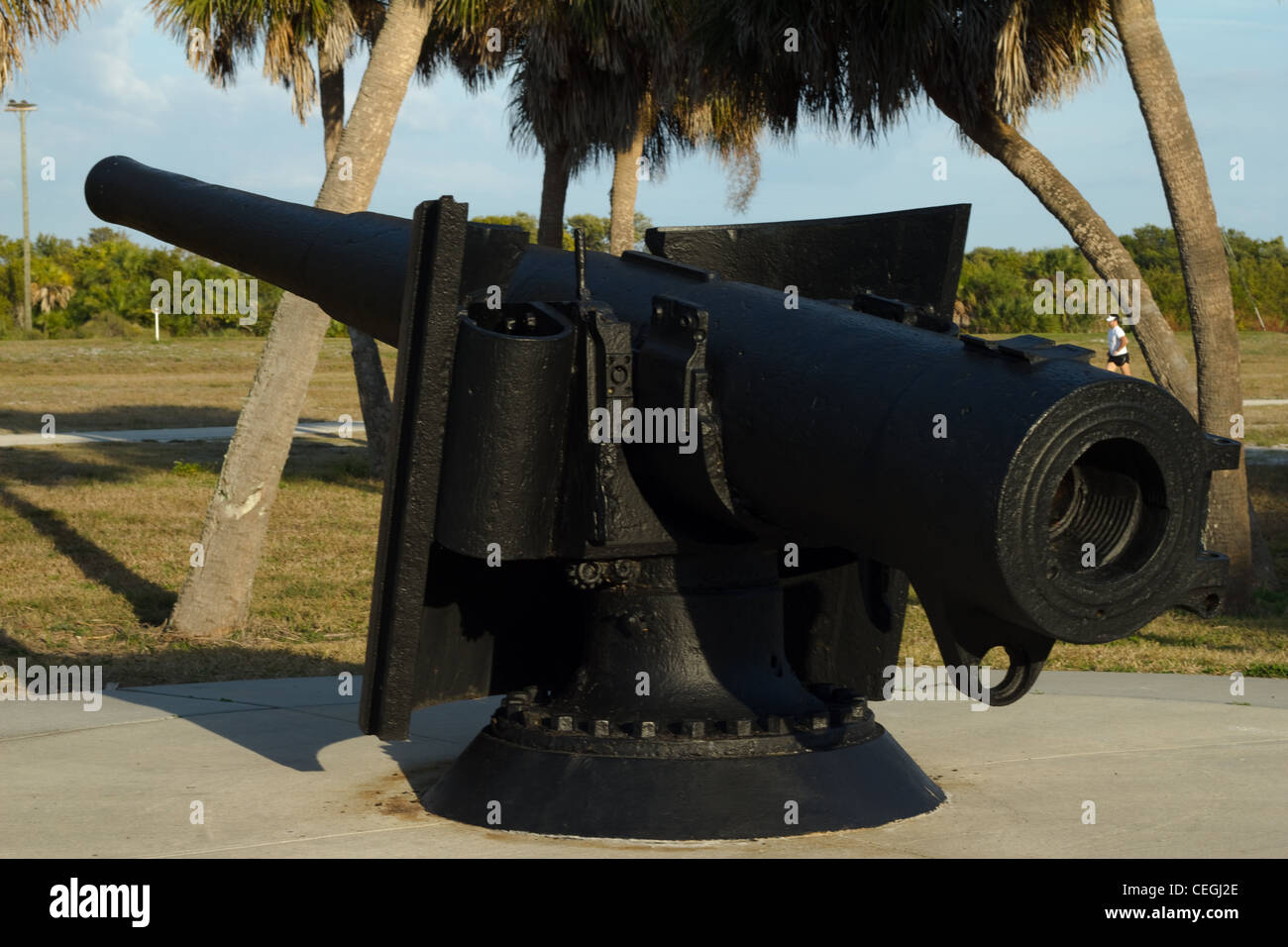 Eine der historischen Waffen auf Fort Dade, die restauriert und in Fort Desoto gezeigt wurden gefunden Stockfoto