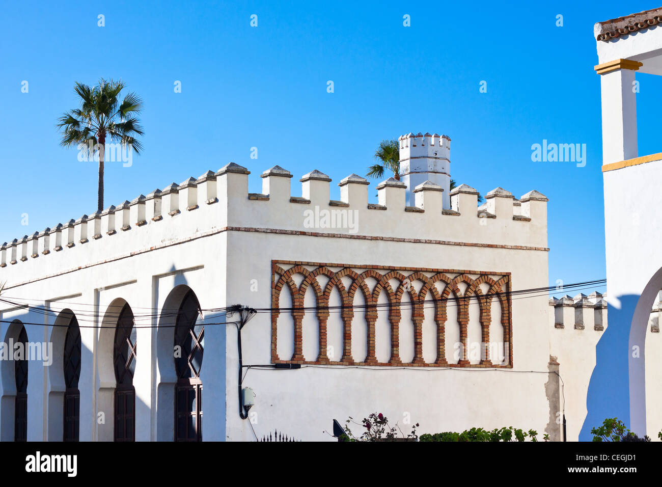 Architektur in Tarifa, Costa De La Luz, Cádiz, Andalusien, Spanien. Stockfoto
