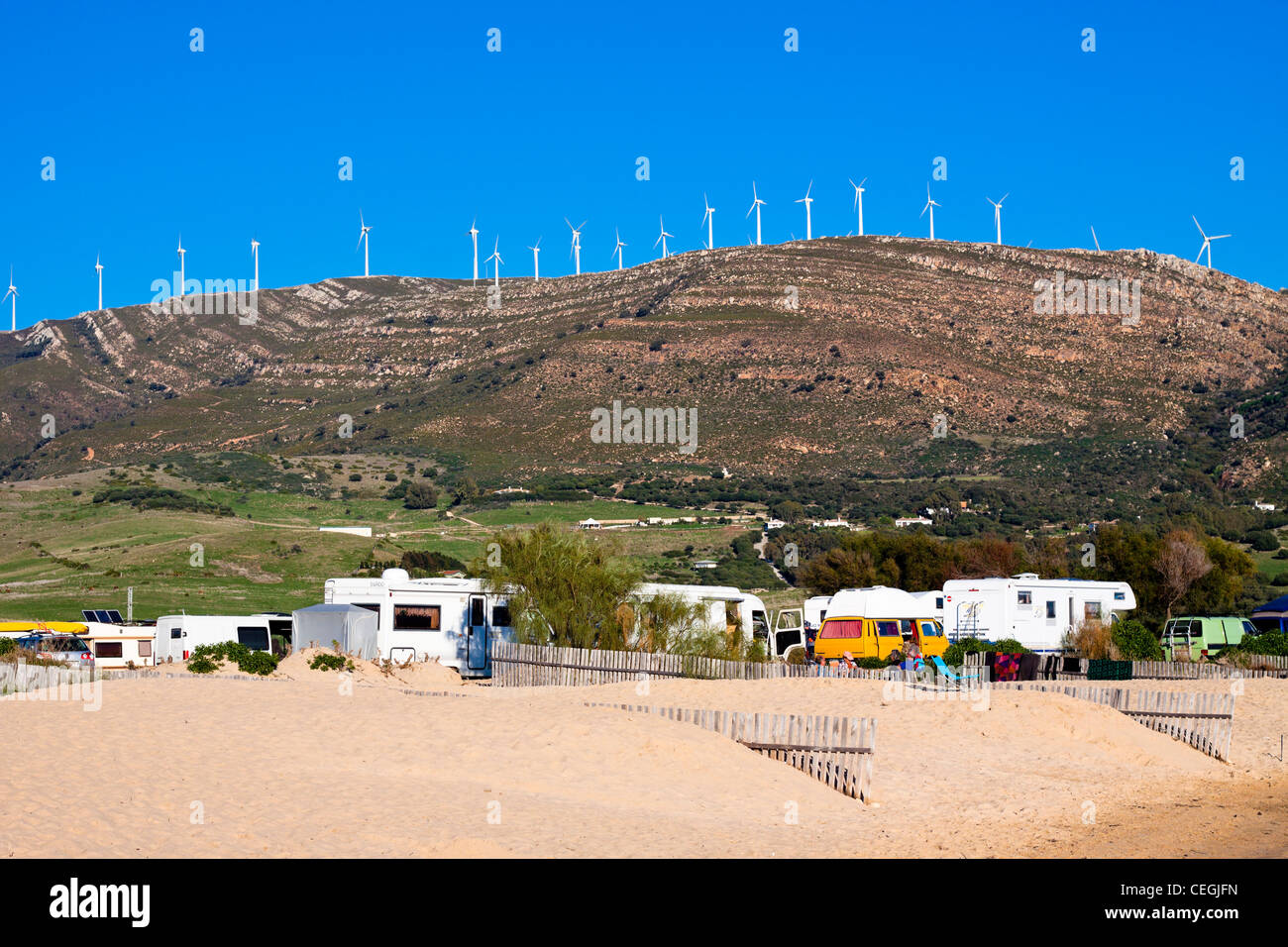 Landschaft in Tarifa, Costa De La Luz, Cádiz, Andalusien, Spanien. Stockfoto