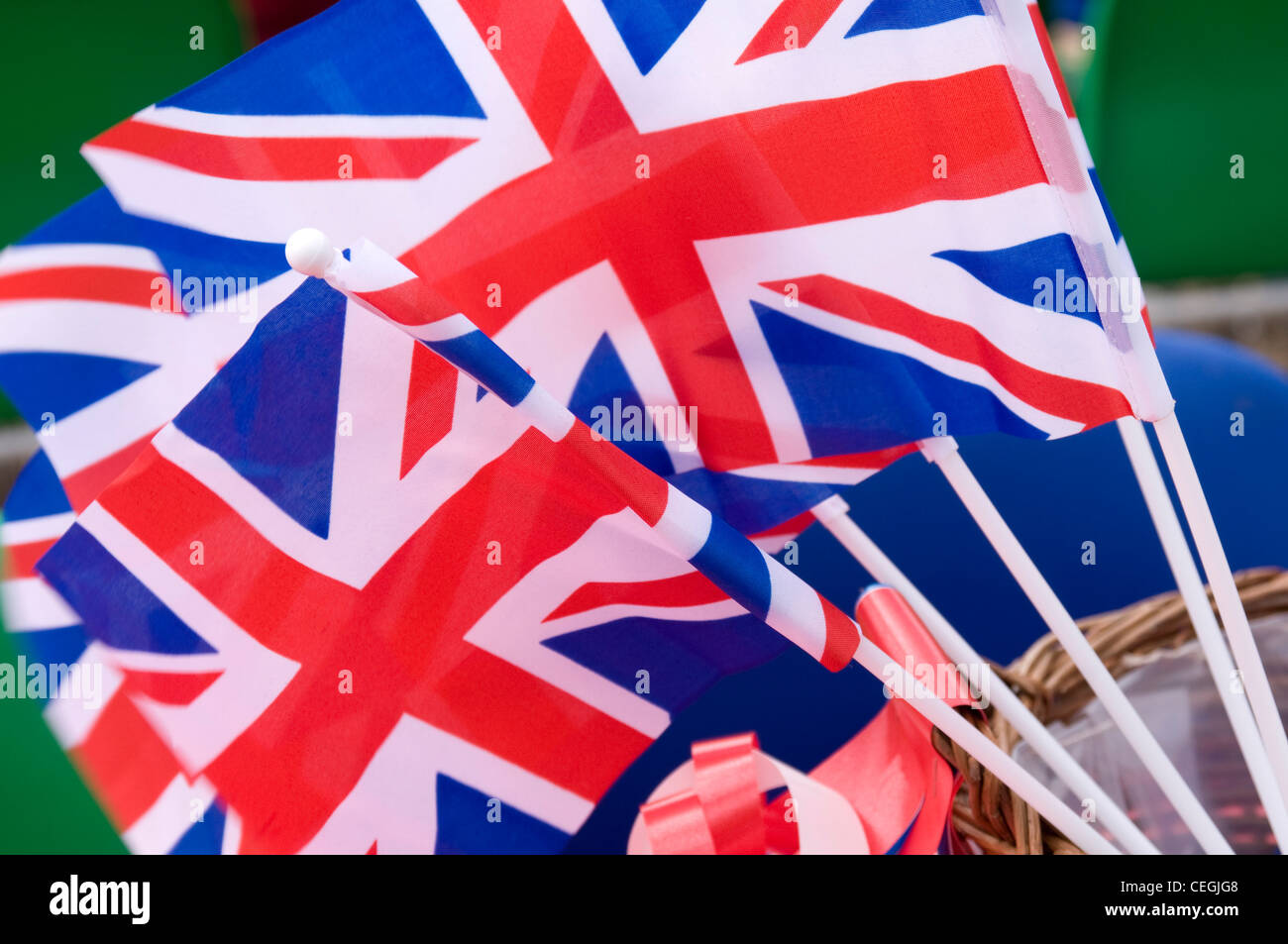 Union Jack-Flaggen, das Diamant-Jubiläum feiern Stockfoto
